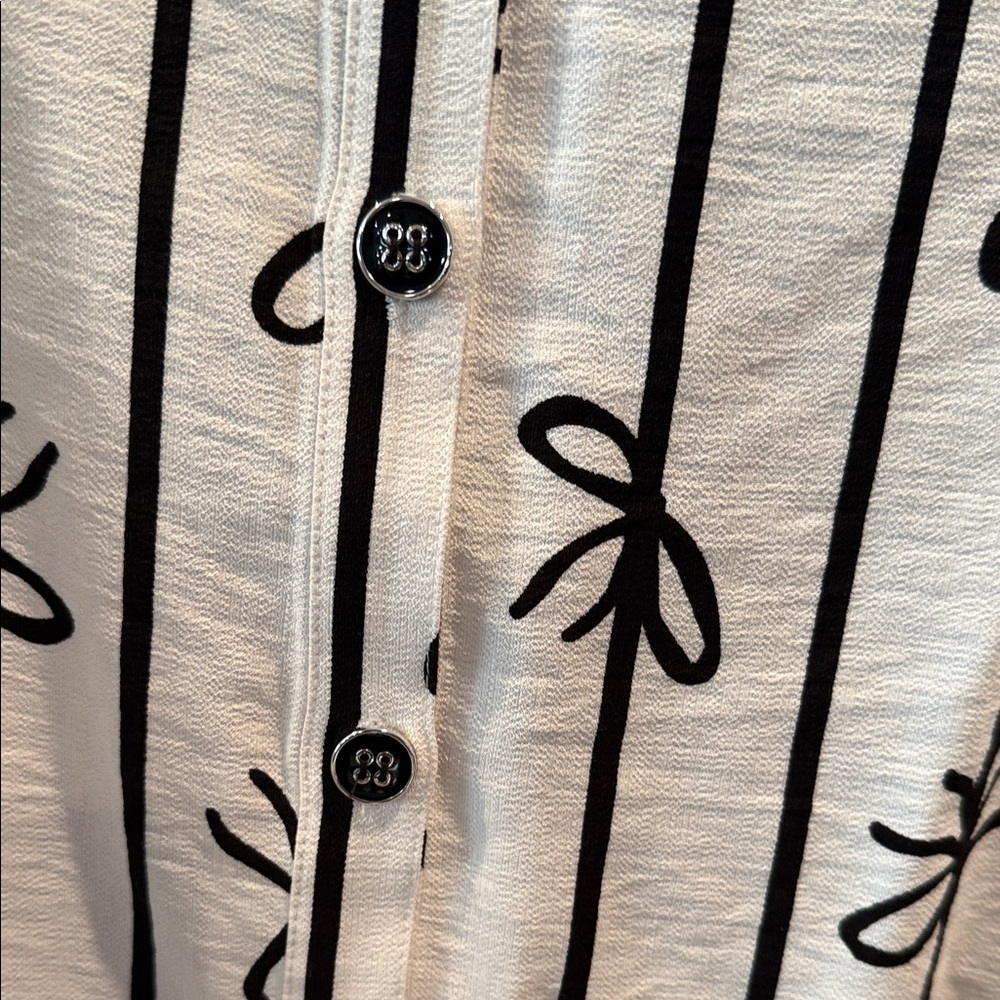 Multiples Black and White Striped Women's Blouse - Picture 3 of 11